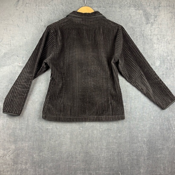 EUC Woolrich Black Zip-up Ribbed Corduroy Teddy Jacket Sz S Petite - Picture 2 of 11